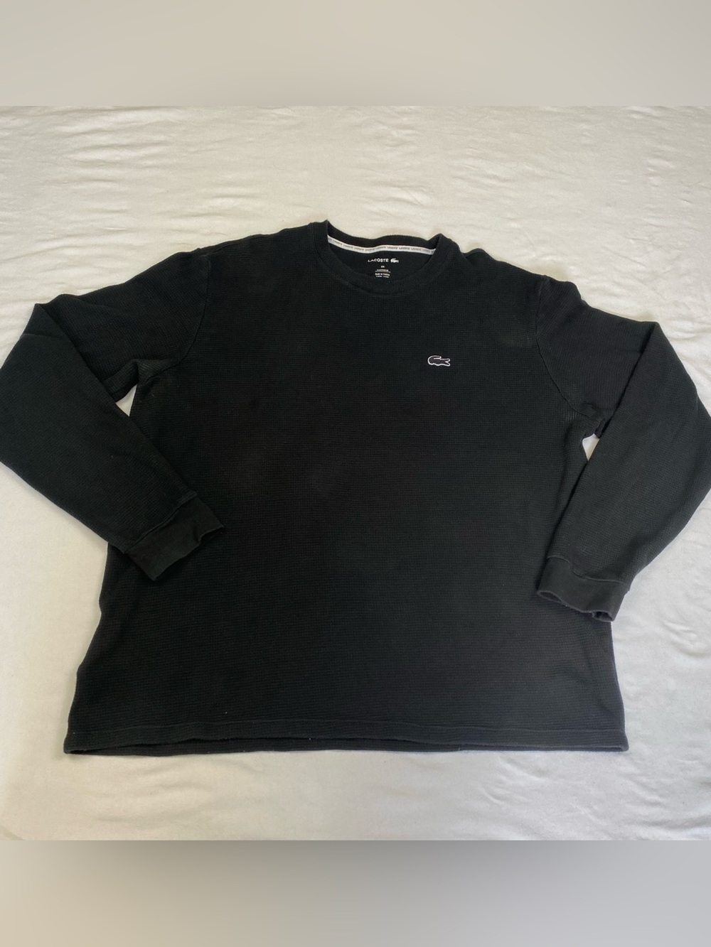 Lacoste Black Long-Sleeve Crewneck Sweatshirt with Embroidered Croc